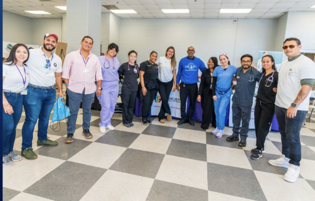 Dr. Grant with a team of health volunteers at a community health event